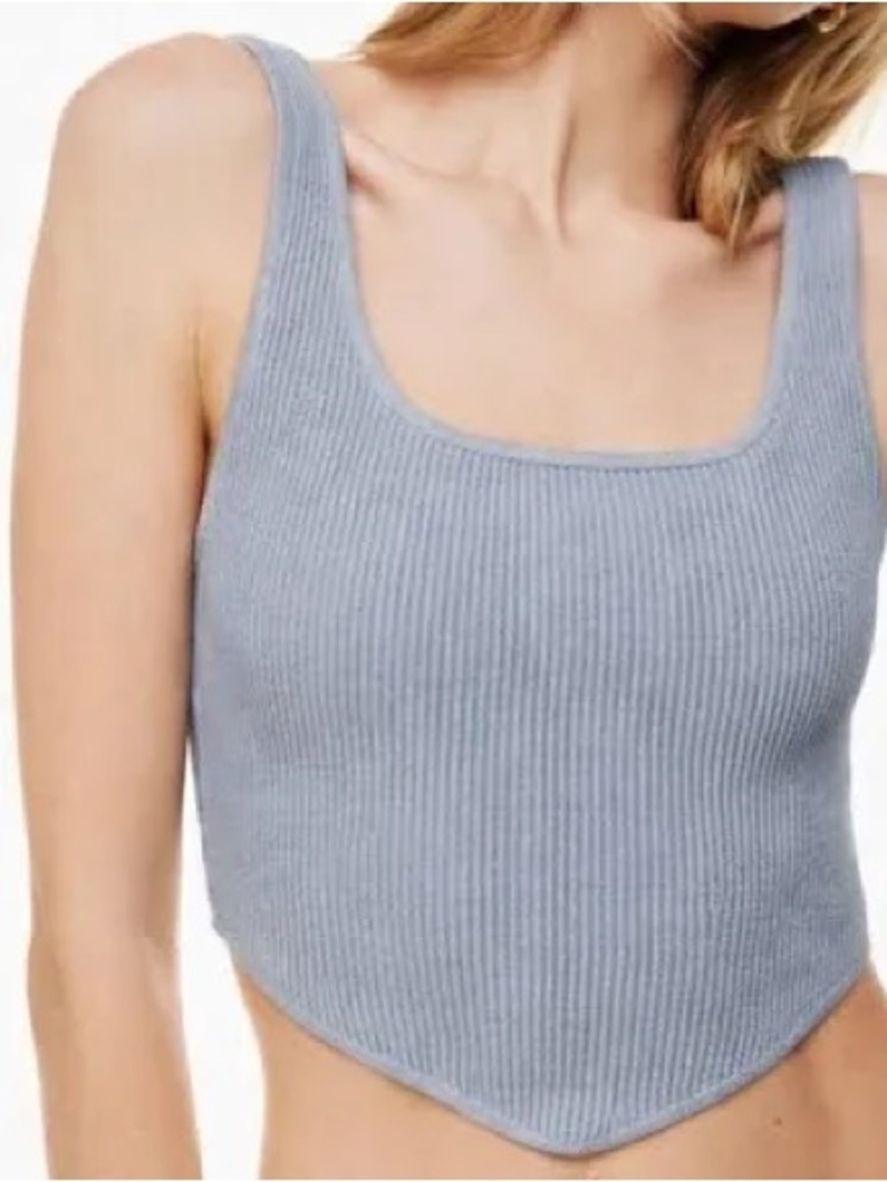 Babaton Ribbed Square-Neck Cropped Tank Top